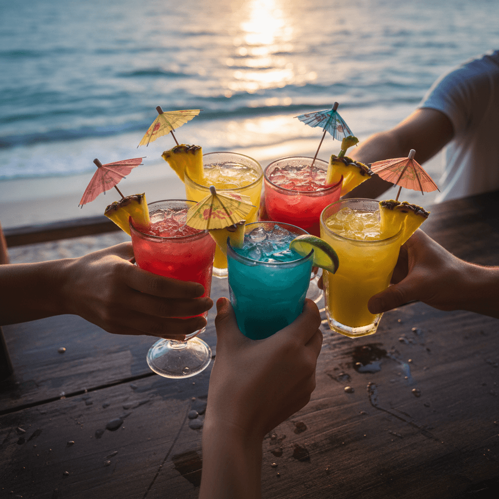 Community members toasting at Dominican beach venue