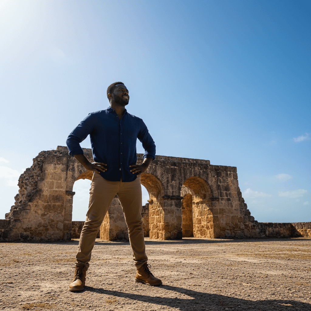 Solo traveler at a Colombian historic site